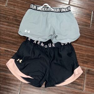 Under Armour Women's Athletic Shorts - Gray and Black with Pink Trim